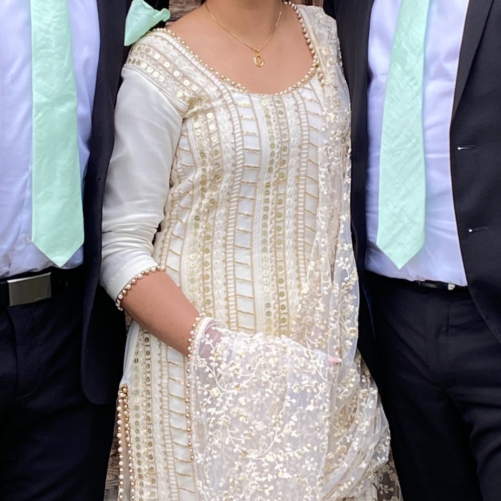 White embroidered sharara